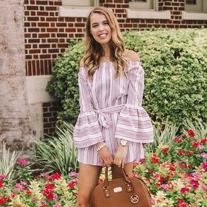 Charlotte Russe Striped Long Sleeve Romper